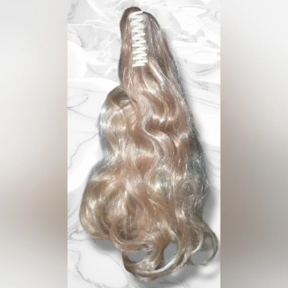 Women's Long Wavy/Curly Blonde Claw Clip-on Pony Tail Hair Extension Piece